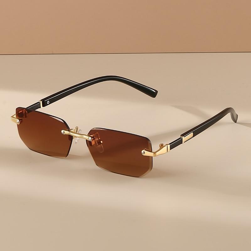 2 uds. Gafas de Moda Sin Marco de Lujo Retro Bisagra de Metal Lentes de Espejo de PC Adecuadas para Hombres y Mujeres