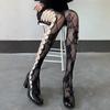 Black Rose Retro Fishnet Stockings: Women's Sexy Grid Hollow Pantyhose
