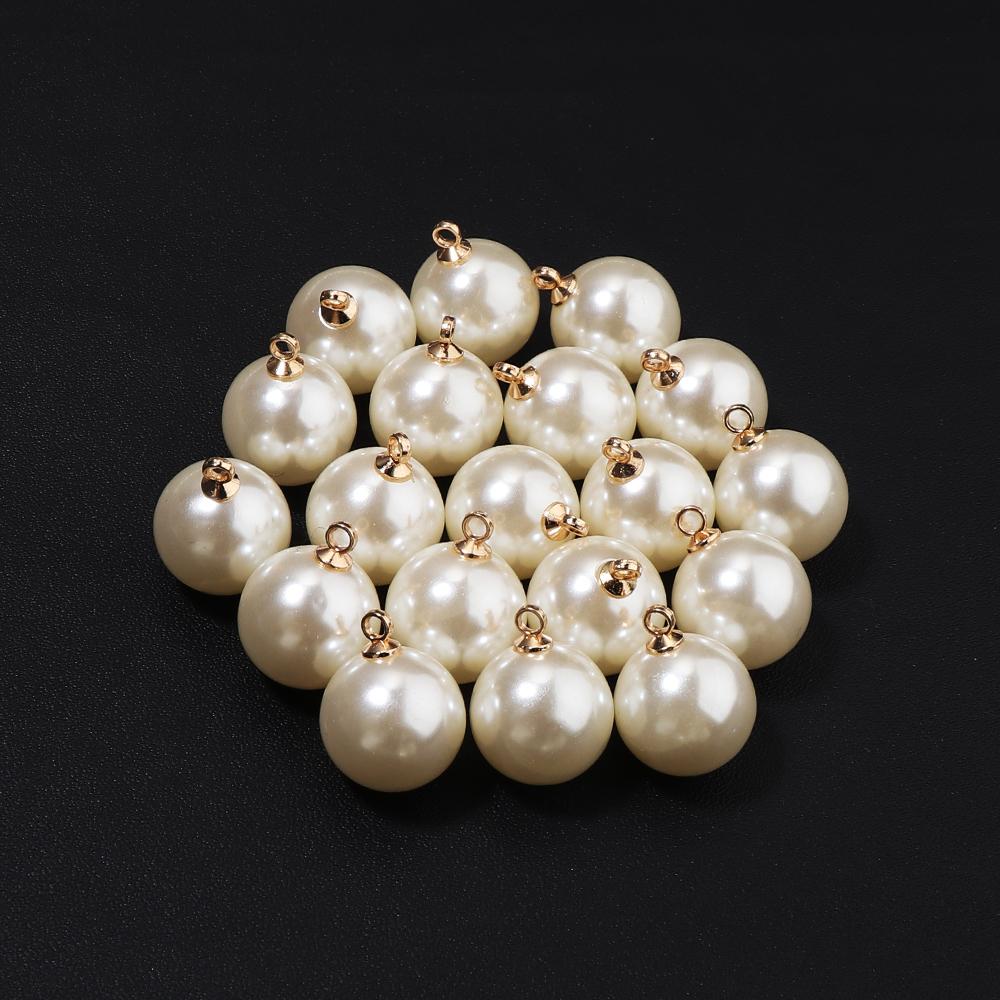 10-20 pcs/lot 6-20mm Round ABS Imitation Pearl Beads Pendant Beige White Charms For Jewelry Making DIY Fashion Necklace Earrings