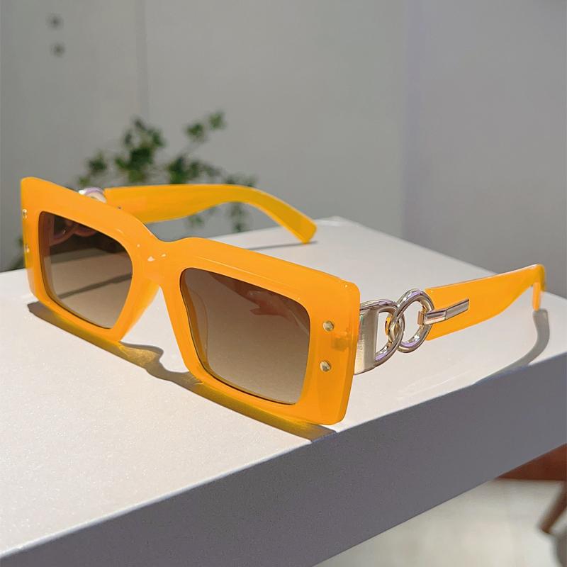 Vintage Rectangle Black Shades Women Trendy Retro Punk Decor Sunglasses Stylish Leopard Vacation Beach Sun Glasses