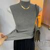 Women's Simple Must Have Autumn Winter Half High Neck Sleeveless Slim Fit Knit Vest Warm Lining Top