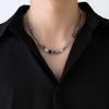 Stainless Steel Gray Color Glass Beaded Choker Necklaces for Women Men Personality Hiphop Necklaces All Saints' Day Jewelry Gift