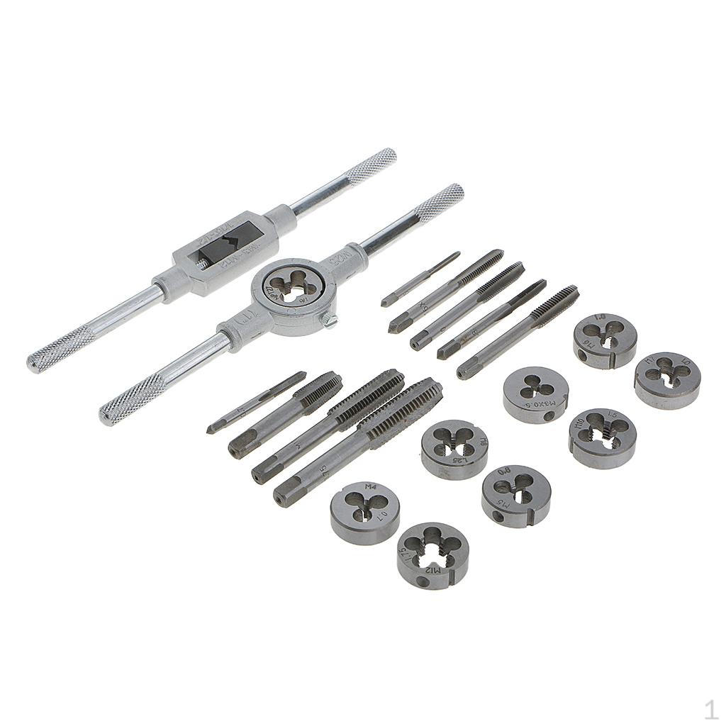 

20pcs Metric Tap and Die Set Carbon Steel Thread Tool M3 to Storage Case
