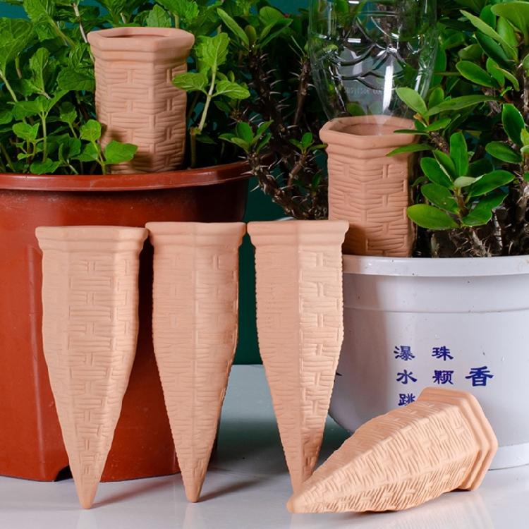 Pack Of 6 Red Clay Watering Spikes Stakes Tool Designed For Easy Plant Care And Water Conservation Home Gardening Needs