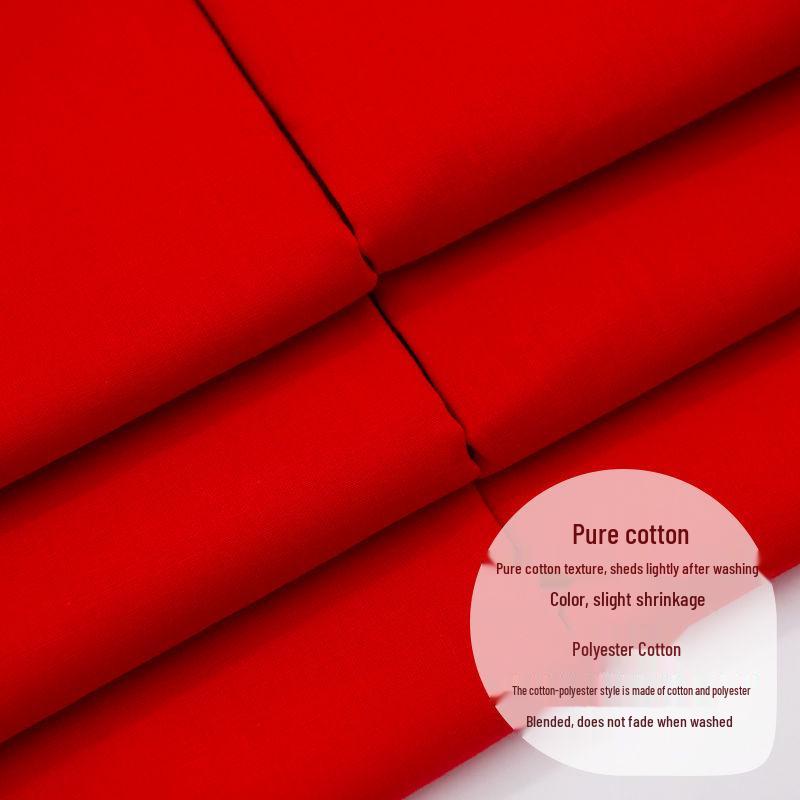 Silk Cotton Chinese Red Fabric for Happy Events and Housewarming, Free Shipping