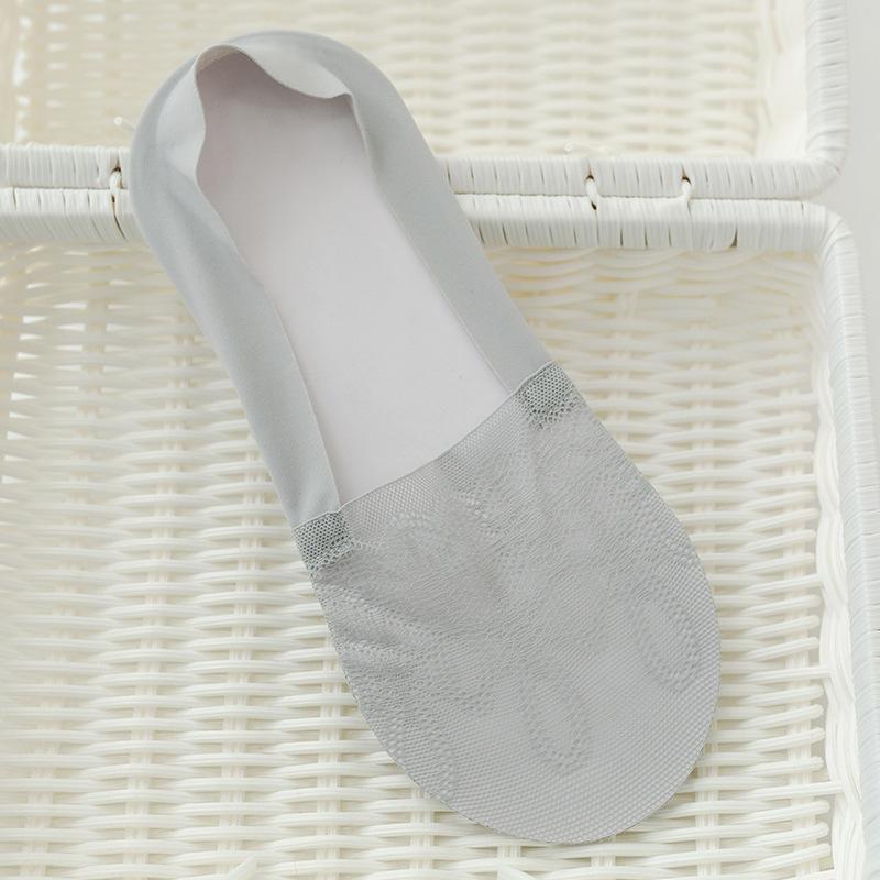 Summer Thin, Seamless, Invisible Socks for Women, Silicone Anti-slip and Non-dropping Ankle Socks, Anti-slip Lace Women's Boat Socks