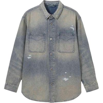 Levis SS25 Distressed Button Closure Denimjacke Herren Oberbekleidung Blau Grau 004GK-0001