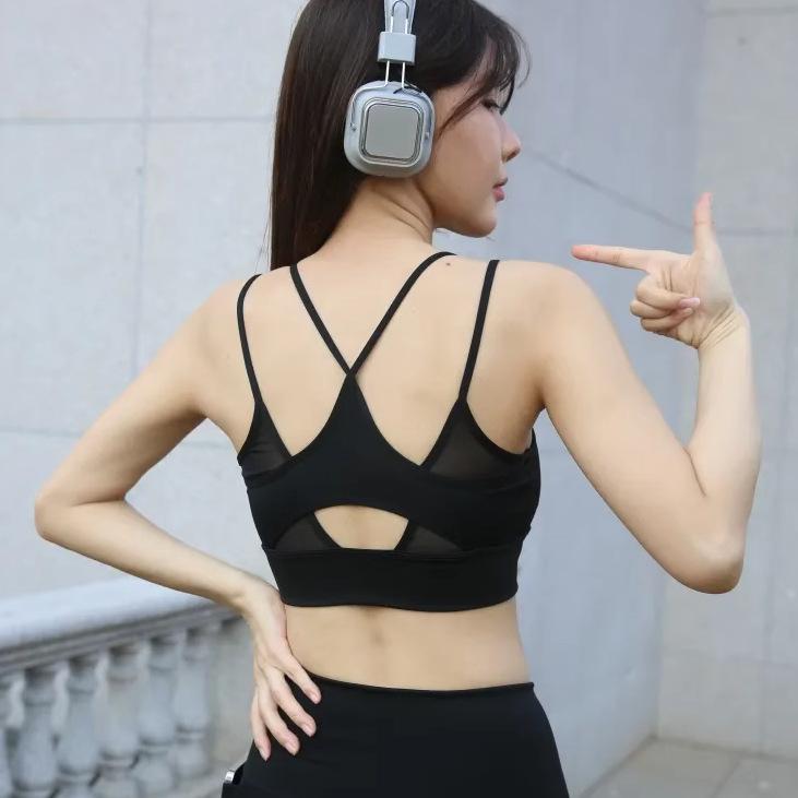 Women's Shock-Absorbent Quick-Dry Sports Bra - Anti-Sag Yoga Running Fitness Vest, Black