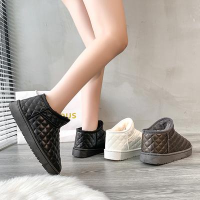 Fleece Thickened Cotton Boots Women's 2025 Winter New Short Tube Cold-proof Cotton Boots Warm Cotton Shoes Fur Integrated Short Boots