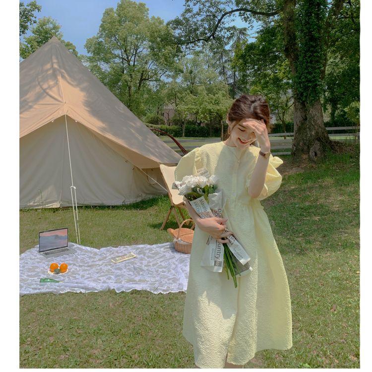 

Платье в стиле французской принцессы с мягкими платьями и объемными рукавами XL жёлтый