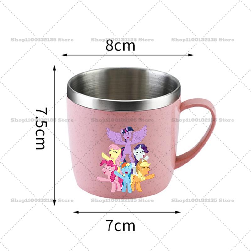 My Little Pony Water Bottle Kawaii Stainless Steel Cups Handle Coffee Milk Mug Tea Drink Home Office Gift Women for Kid Friendly Entertaining Fun Play