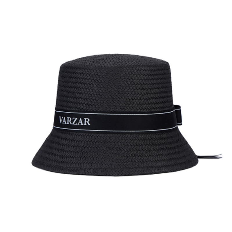 VARZAR Ribbon Paper Bucket Hat Black