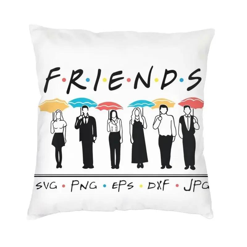 Friends Charaktere Klassisches Poster Kissenbezug TV-Show Samt Niedlicher Kissenbezug für Sofa Doppelseitiger Druck Kissen
