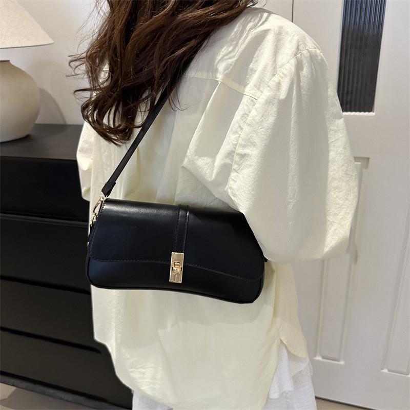 Elegant Pu Leather Shoulder Bag 2024 Summer New Trendy Small Square Underarm Bag