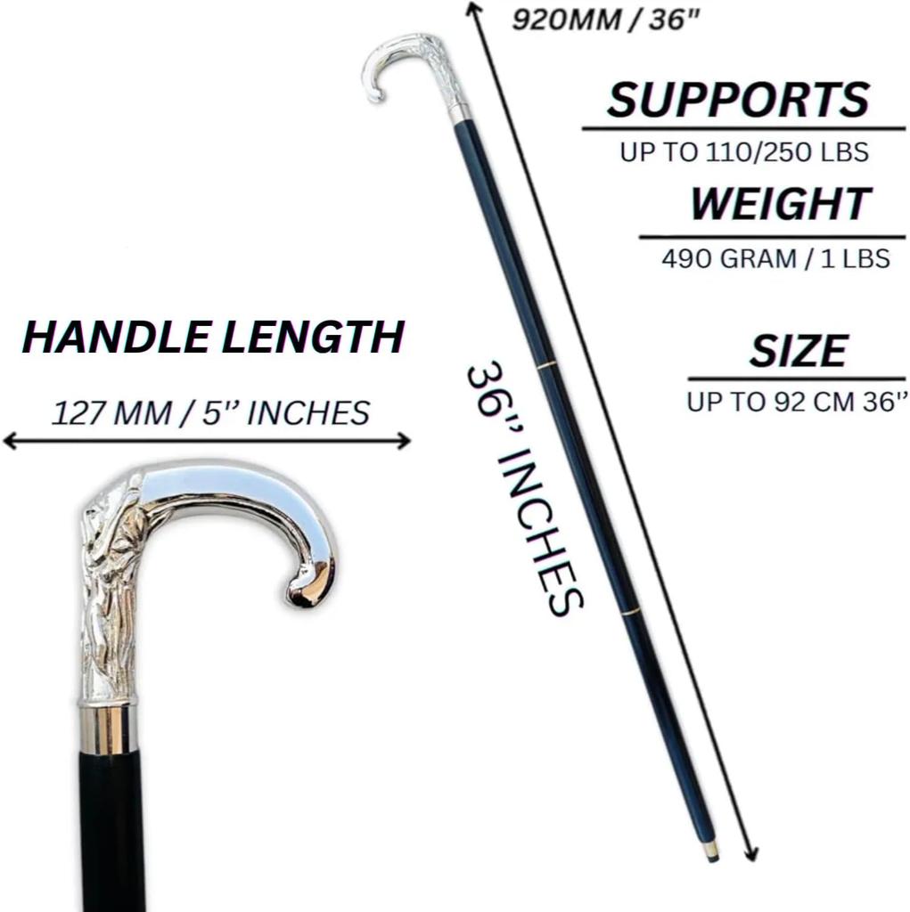 Antique Vintage Solid Brass Parrot Head Walking Stick - Walking Canes for Men & Women - Wooden Cane, Unique, Foldable, Fancy, Stylish, Gift Sticks