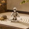 Dark Theme Halloween Decor Yoga Skeleton Statue, Funny Dead Figure for Party Decor, Creative Pose Skull Design Resin Gothic Ornament Haunted