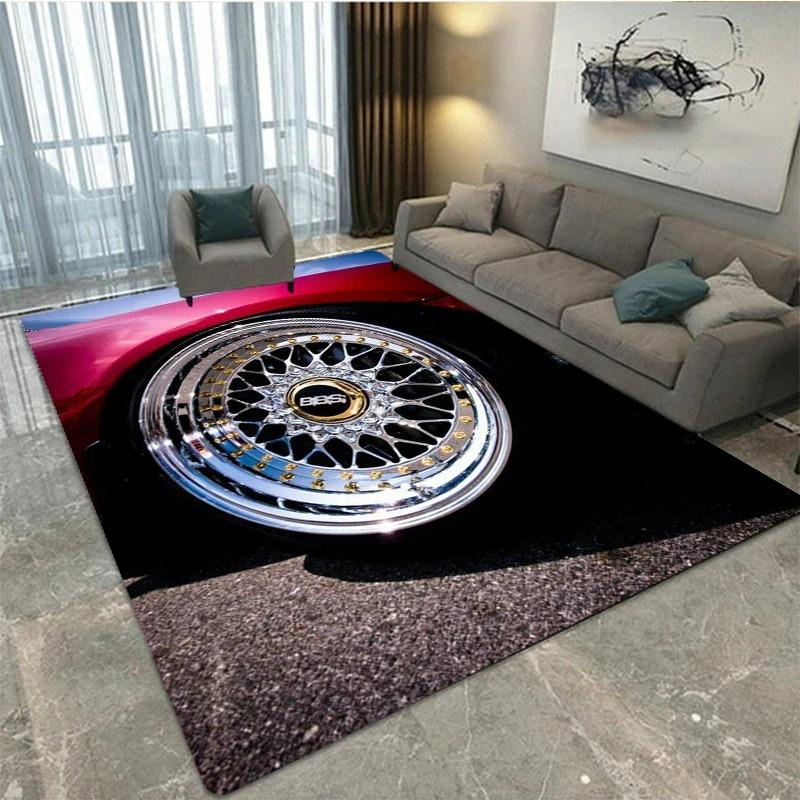 3D BBS Racing Printed Decorative Carpets Non Slip Rugs for Bedroom Kitchen Decor Home Hallway Balcony Floor Mat Soft Doormats