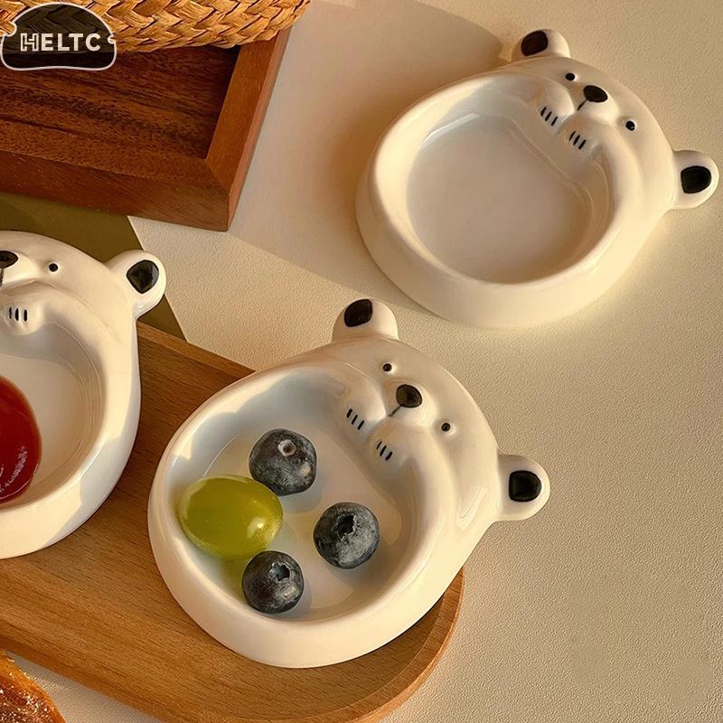 1PC Seasoning Dish Ceramic Small Flavor Plate Cute Little Dog Sauce Plate, Butter Small Plate, Mini Sushi Soy Sauce Dipping Bowl