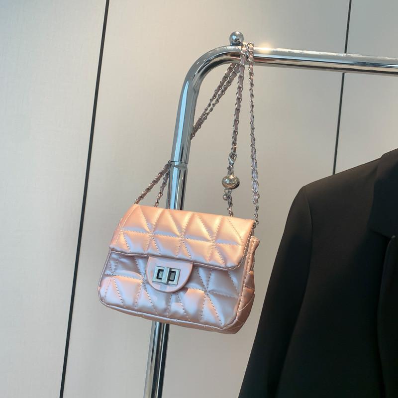 Trendy Black White Pink Silver Pu Small Square Shoulder Bag For Stylish Women