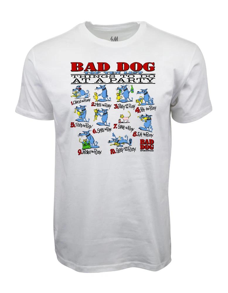 Bad Dog Top Ten List Things To Do A Party Graphic T Shirt S