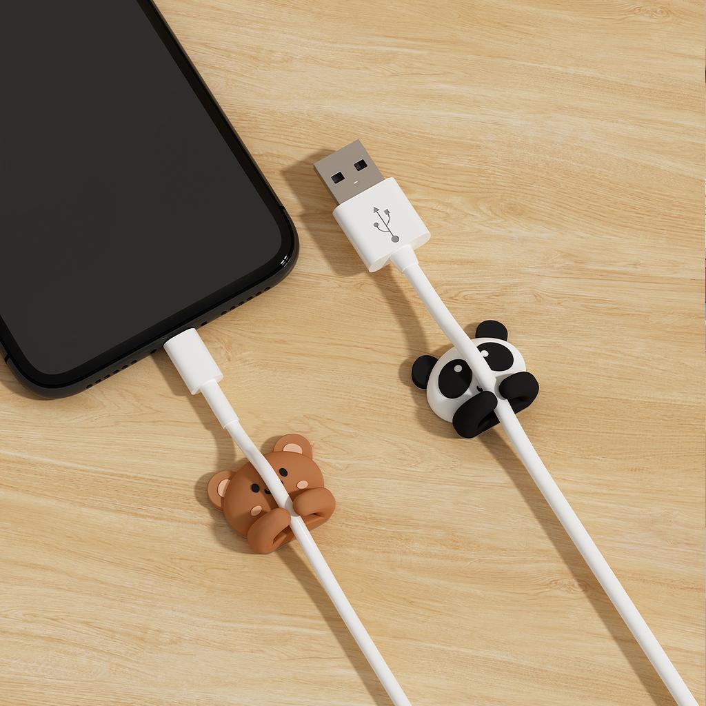 2/3pcs Cute Cartoon Desktop Cable Organizer Managers Self-Adhesive Winder Wire Cord Management Earphone Data Cable Clips Holder