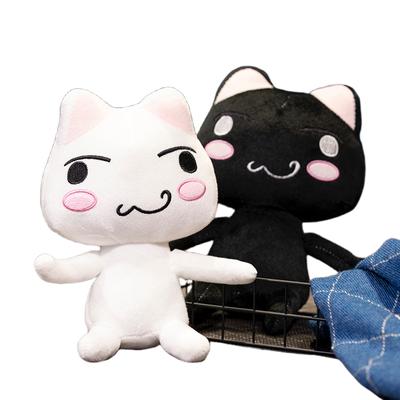 New Cat Plush Anime Game Doll Stuffed Kittens Plushie Cartoon Couple Black and White Cats Decor Gift Toys for Kids