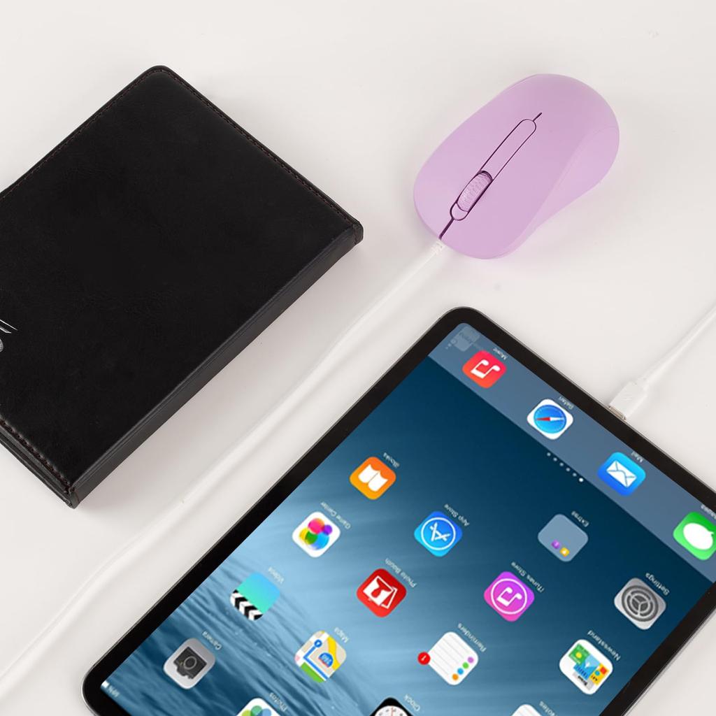 Quiet Wired Mouse with Fixed DPI Ergonomic Easy Compatible with Mac and Tablets Type-C Cable, 1.5 Meter, Symmetrical, 1000, Design, Connection,