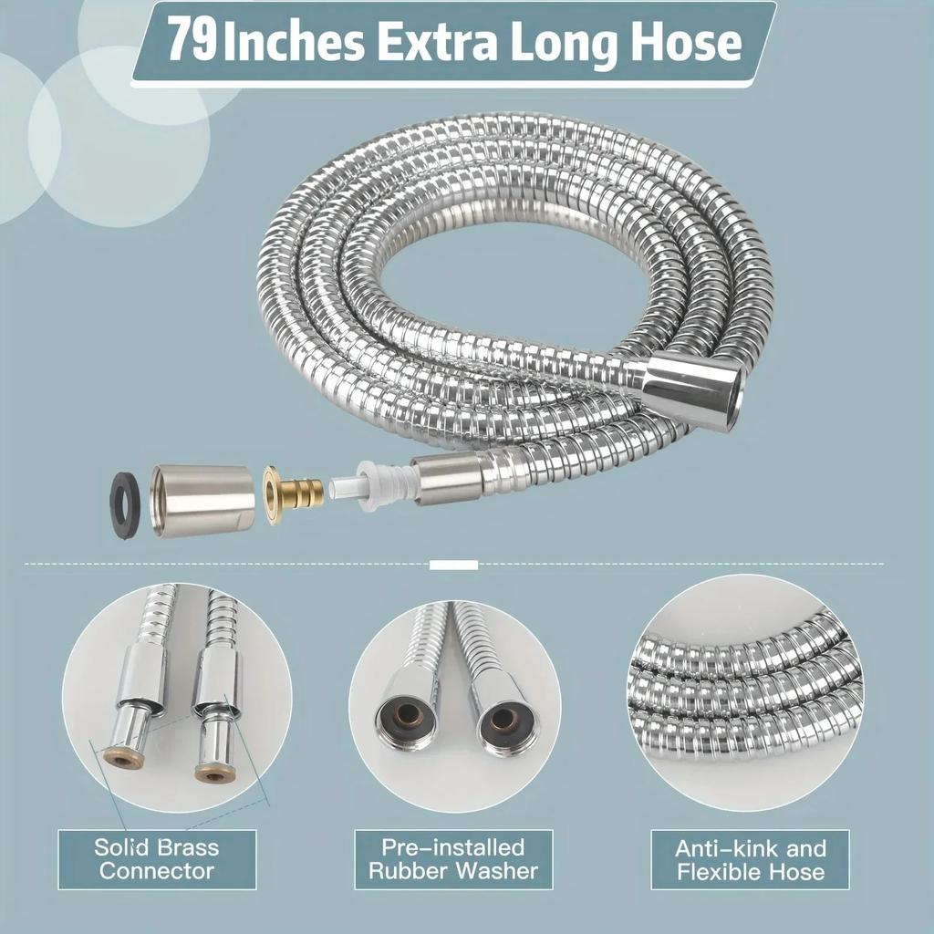 Shower Hose 1.5m/2m Black/Silver/Stainless Steel Shower Head Hose Replacement Handheld Shower Hose Accessories
