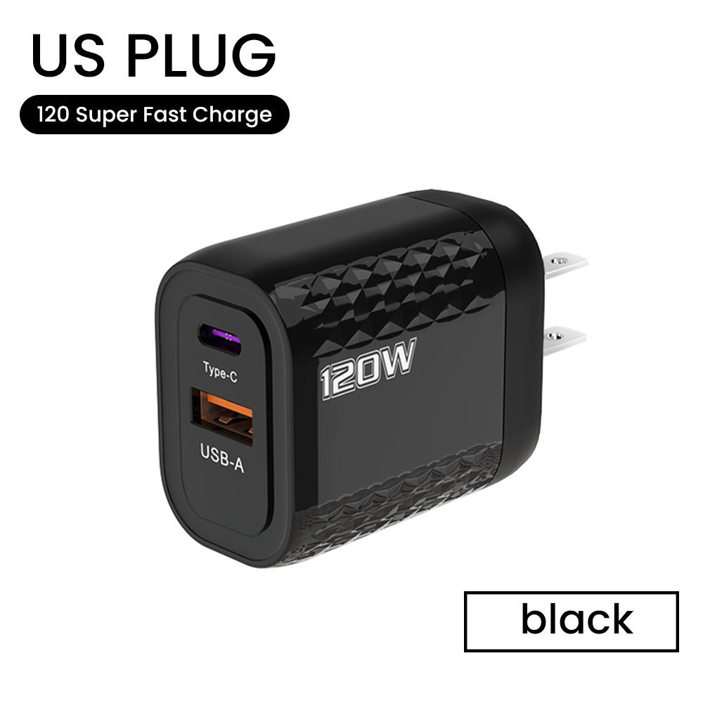 2 porty 120W rychlé nabíjení USB typ C nabíječka PD QC 3.0 USB C nabíječka EU/US/UK zástrčka adaptér pro iphone Xiaomi Samsung