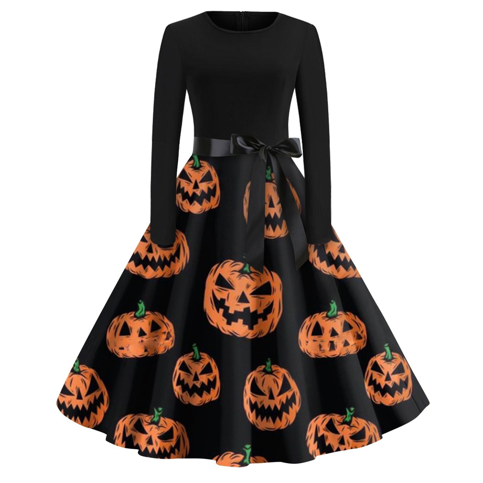 

Женское винтажное классическое платье с длинным рукавом и принтом, V-образным вырезом, свободное платье S