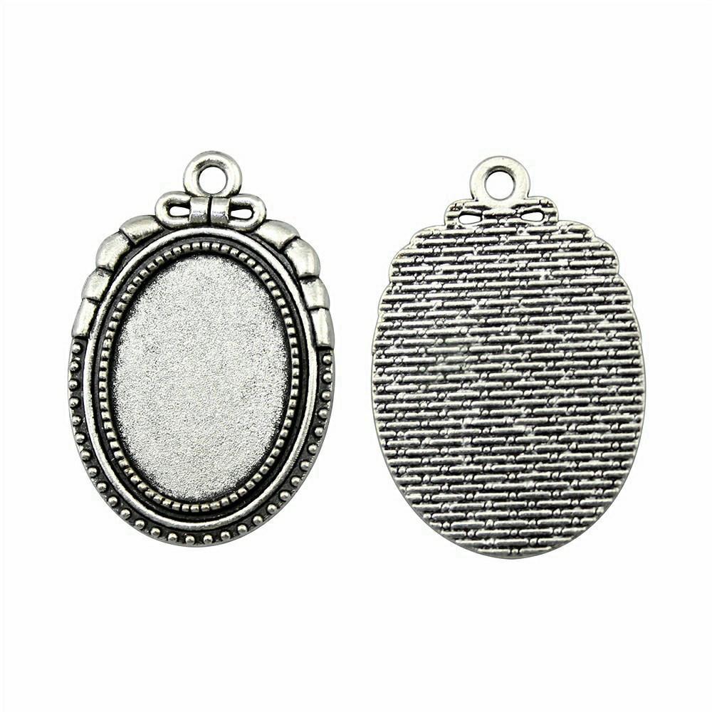 Oval Bezel Pendant Setting With Bail Fit 18x25mm Cabochon Blank Bases Tray