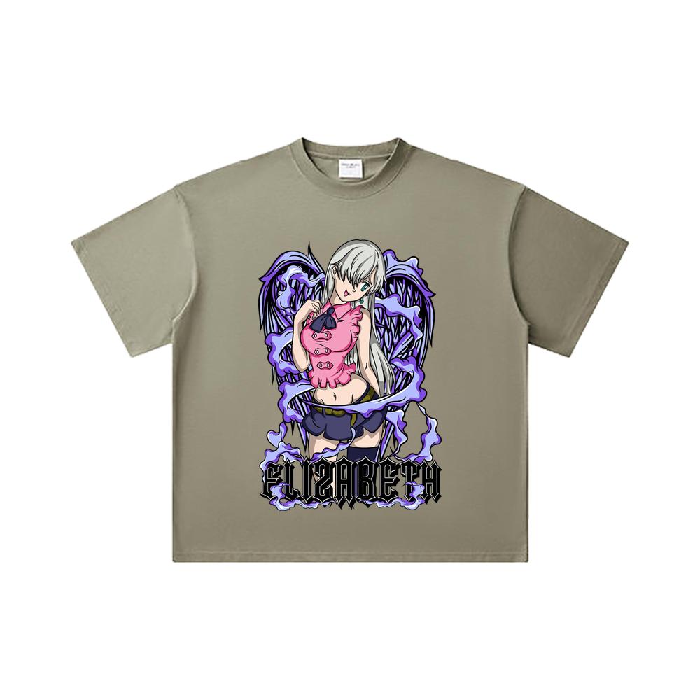 260 GSM Double Yarn 32 Count 100% Cotton Seven Deadly Sins V3 Elizabeth Print Unisex Heavy Cotton T Shirt