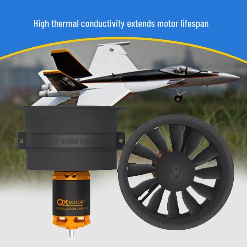Qun Xi 64MM 12-Blade RC Ducted Fan Reverse Propeller with Brushless Motor for Fixed-Wing Models