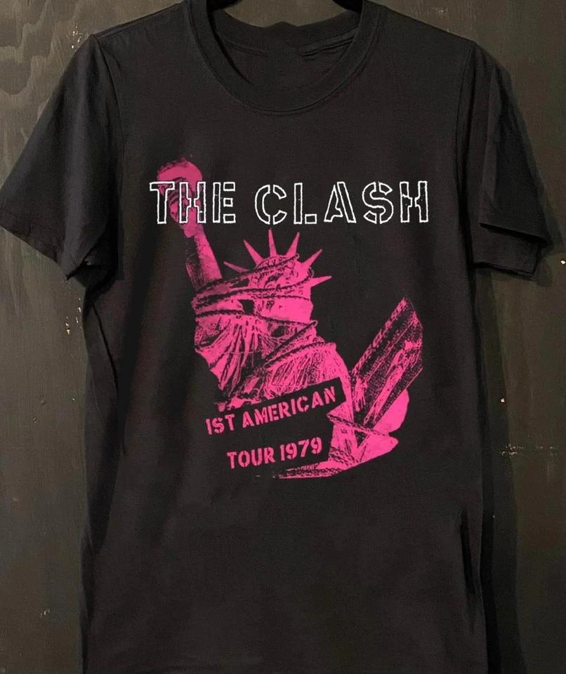 The Clash 1-я американская 1979 г. Унисекс черная футболка S-5XL Q39421 XL