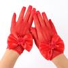 Kids Party Lace Pearl Fishnet Gloves Communion Flower Girl Party Mittens Children's Mittens High Elasticity Mesh Bow Gloves