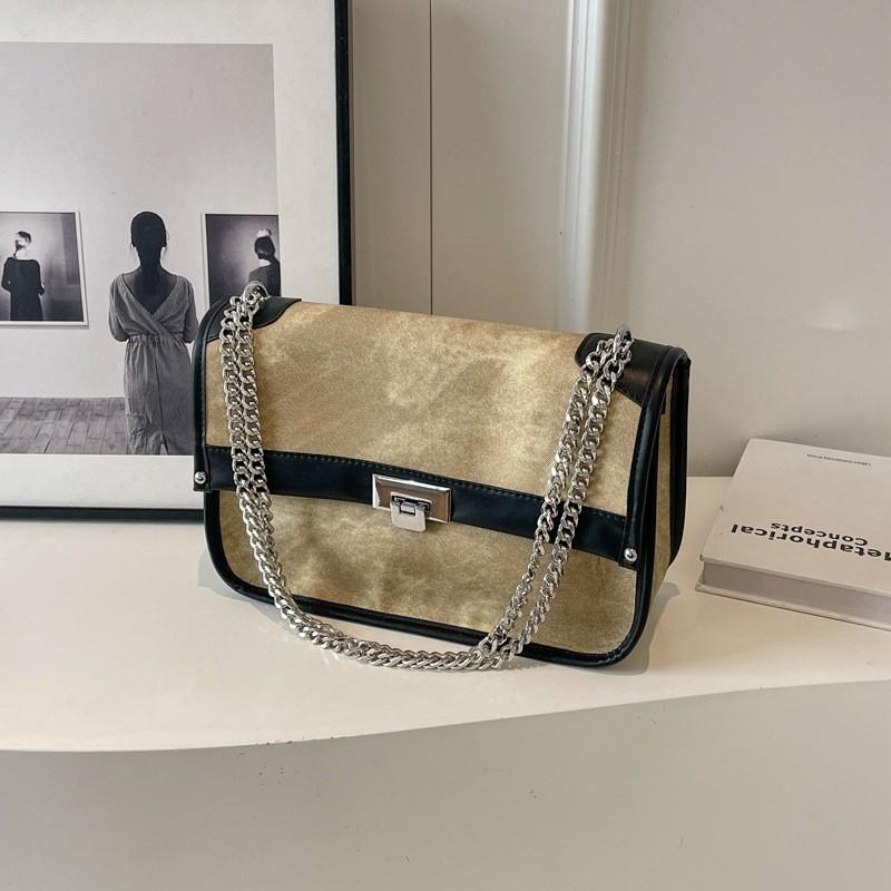 Trendy Cross-border Style Pu Shoulder Bag With Car Stitching Details хаки