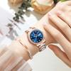 OLEVS Women's Stylish Mechanical Wristwatch with Date Display, Popular Fashionable Dial, and Bracelet, Ceramic Watch, Blue