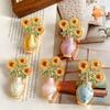 Creative Cartoon Drip Glaze Brooches Women Sunflower Bouquet Art Pins Cute Plant Exquisite Banquet Clothing Decor Jewelry Gift