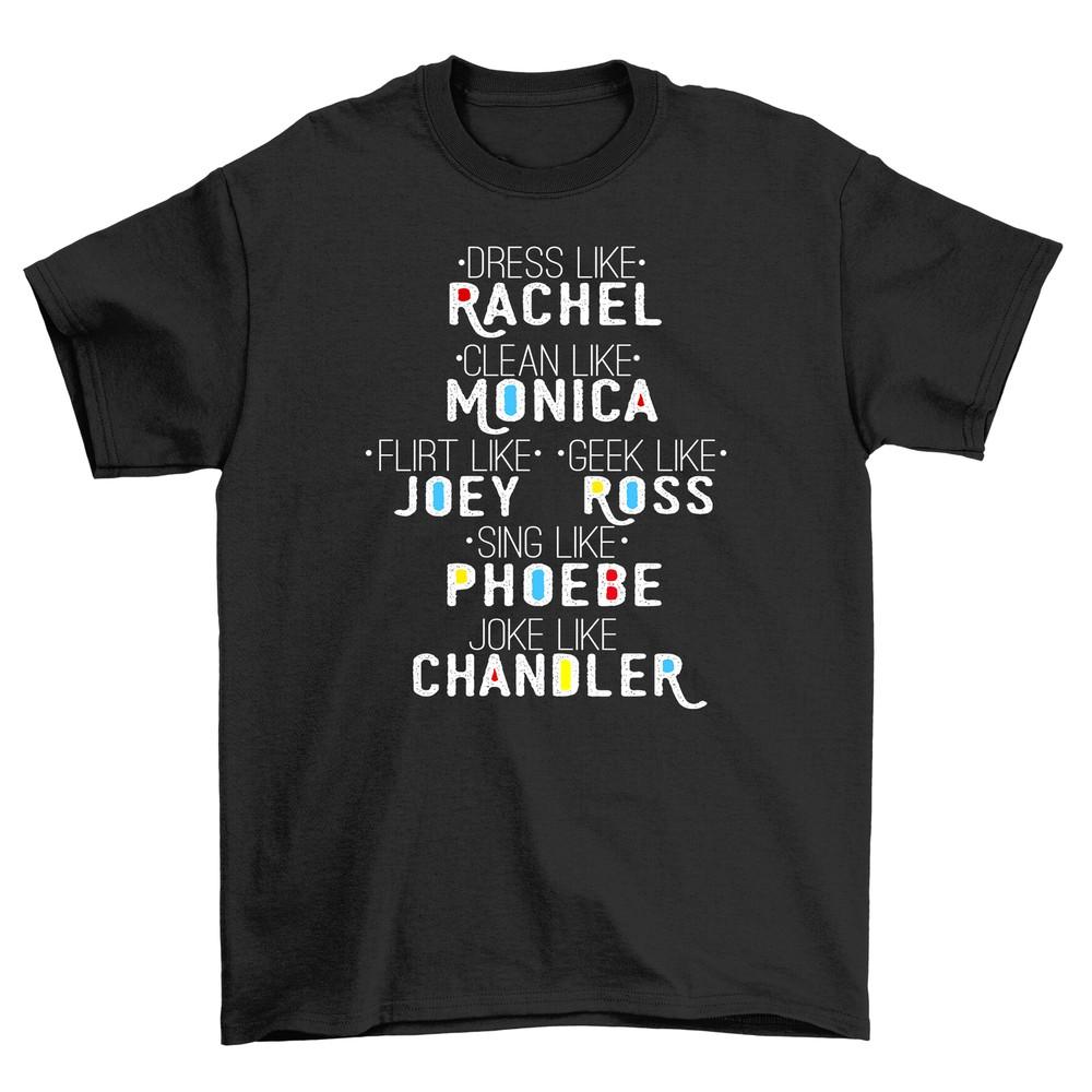 

Friends White Print T-shirt - Hilarious Repeated Design of Rachel and Monica for M