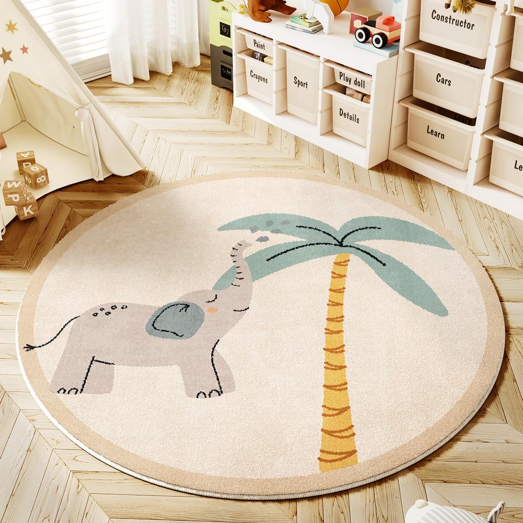 Cartoon Style Bedroom Decor Round Carpet Animal Patterns Carpets for Living Room Fluffy Soft Children Floor Mat Thick Plush Rug