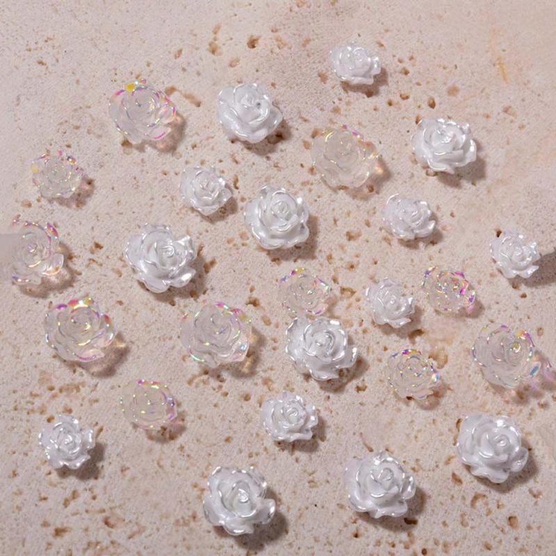 30Pcs/Bag of Camellia Manicure Jewelry Resin Drill Nail Decoration Symphony Three-Dimensional Flower Accessories