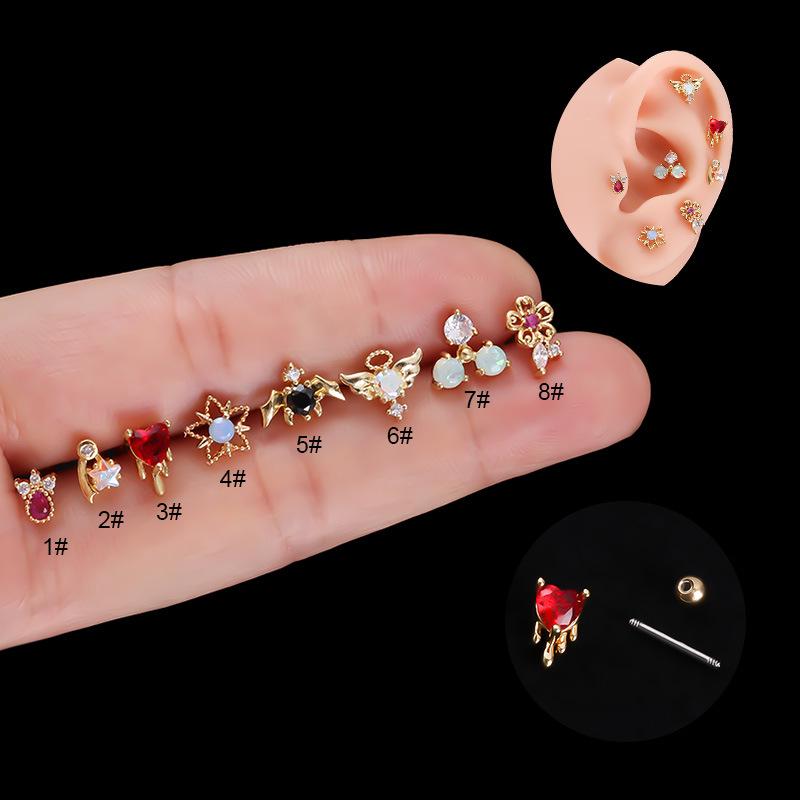 

Colorful Zircon Stainless Steel Double-Headed Screw Ear Stud Size 1 серебряный