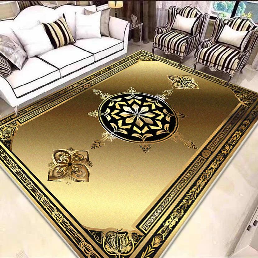 Wohnzimmer Schwarz Gold Teppiche Große Fläche Luxuriöse Dekoration Zuhause Sofa Bereich Teppiche Schlafzimmer Ankleidezimmer Rutschfeste Bodenmatte Waschbar