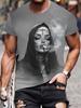 Men's  with Smoking Nun 3D Graphic T-Shirt Black Casual Summer Tee Short Sleeves Polyester  Streetwear T-Shirts Vintage Clothing