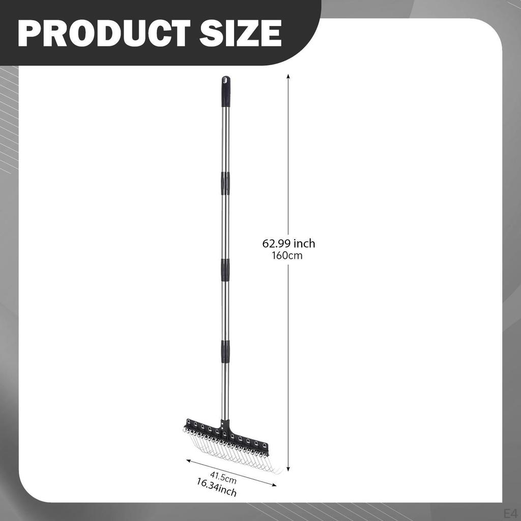 Long Handle Garden Rake Gardening Tool Garbage Lawn Yard Leaf Heavy Duty for Farm Outdoor