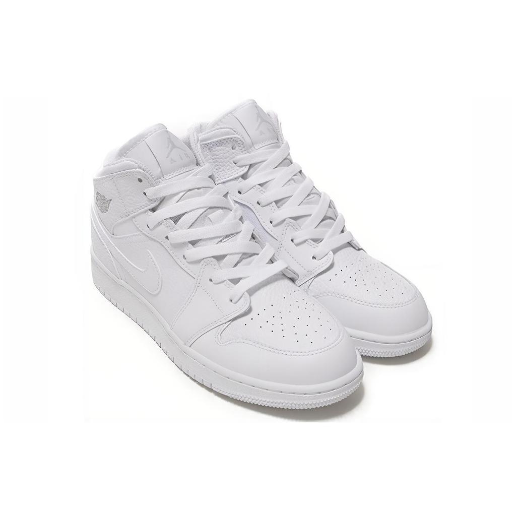 New Jordan 1 Mid White Pure Platinum 2018 GS 554725-109