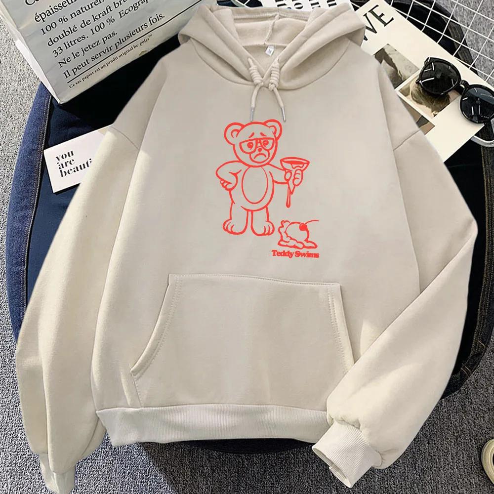 Winter Hooded Pullovers Teddy-Swims Cartoon Bear Hoodies When Did Your Heart Let Me Go Letter Printing Sweatshirts Sudaderas Men