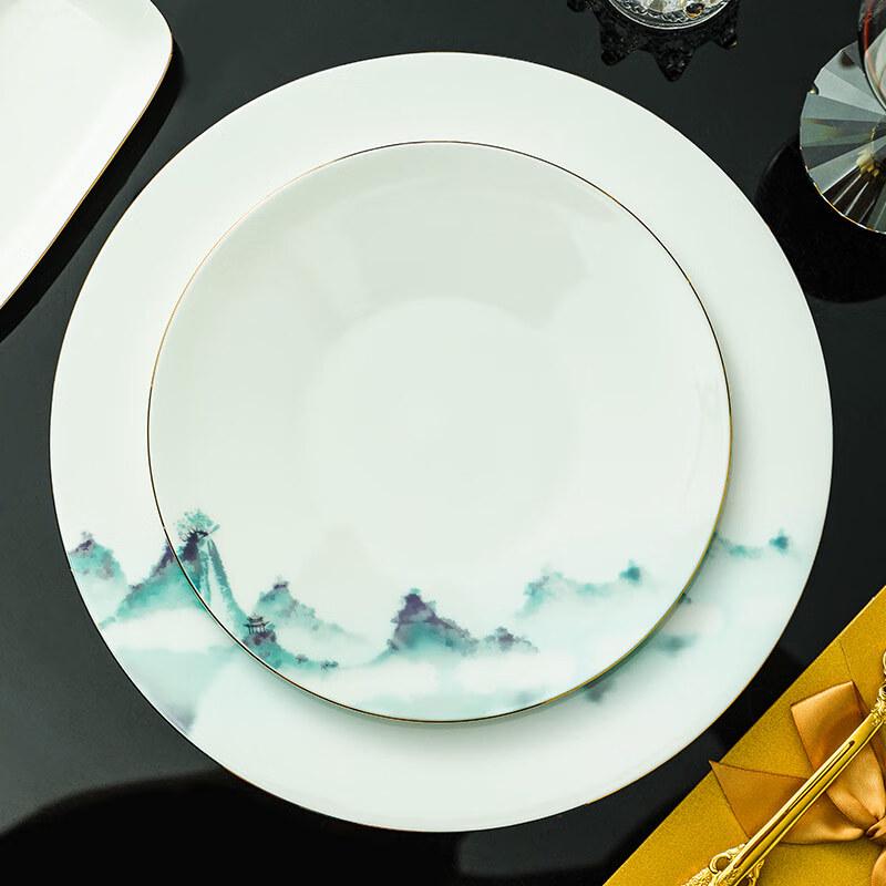 New Chinese Style Gold Rim Bone China Dinnerware Set