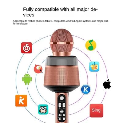 Karaoke Microphone for Kids Singing 5 In 1 Wireless Bluetooth Microphone with LED Lights Machine Portable Mic Speaker