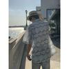 Men Summer Geometric Print Cuban Collar Shirt